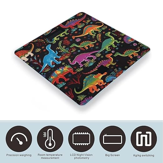 Cartoon Dinosaur Weight Scale for Body Weight Digital Bathroom Scale High Capacity Accurate Digital Weighing Scales and Easy-to-Read on Backlit LCD Display Scales