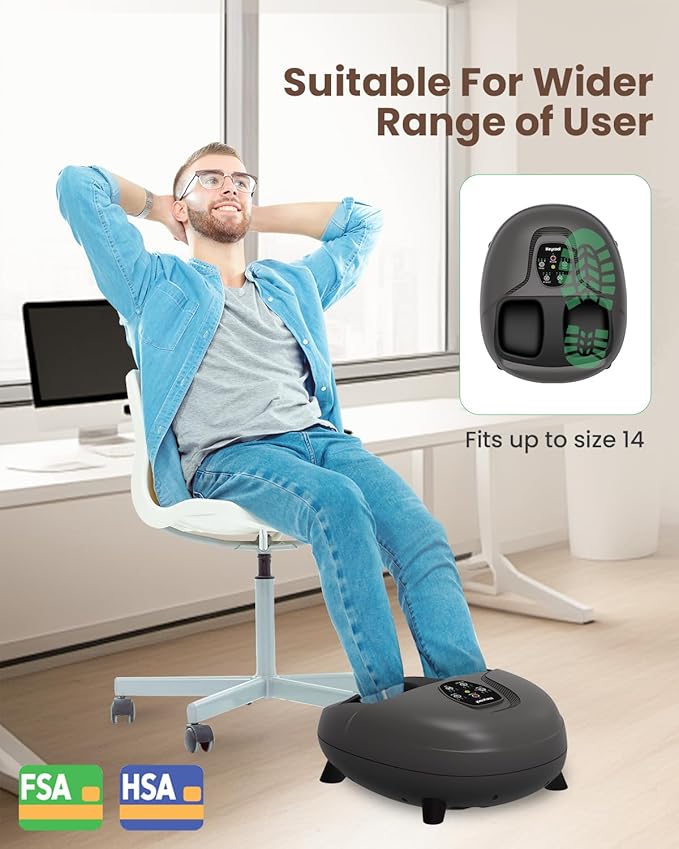 2026 Upgrade FSA Eligible HSA Foot Massager Shiatsu Foot Massager Machine with Heat and Compression for Plantar Fasciitis Neuropathy Remote Control Gifts Size 14
