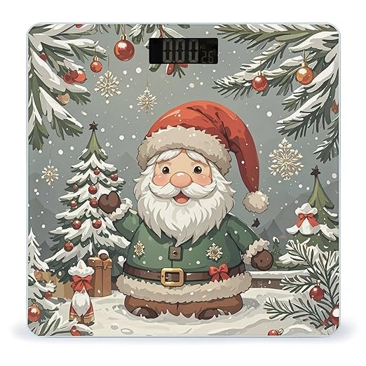 Cute Christmas Gnome Weight Scale Large Bathroom Scales Digital Weight with Bright LED Display Non Slip Automatic Weighing Scale Fashion Weighing Machine for Body