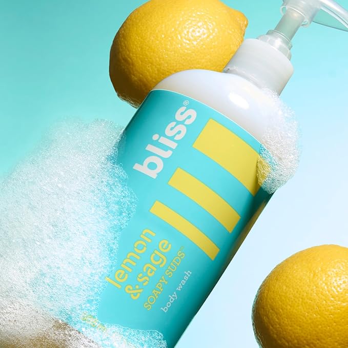 Bliss Lemon Love Exfoliating Duo: Soapy Suds Body Wash &amp Body Scrub with Shea Butter and Coconut Oil - Lemon and Sage - 17 Fl Oz - Gentle and Hydrating for Supremely Soft Skin