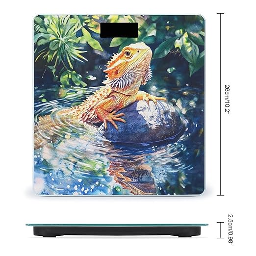 Bearded Dragon on Rock Digital Bathroom Scale for Body Weight Lighted LCD Display Round Corner