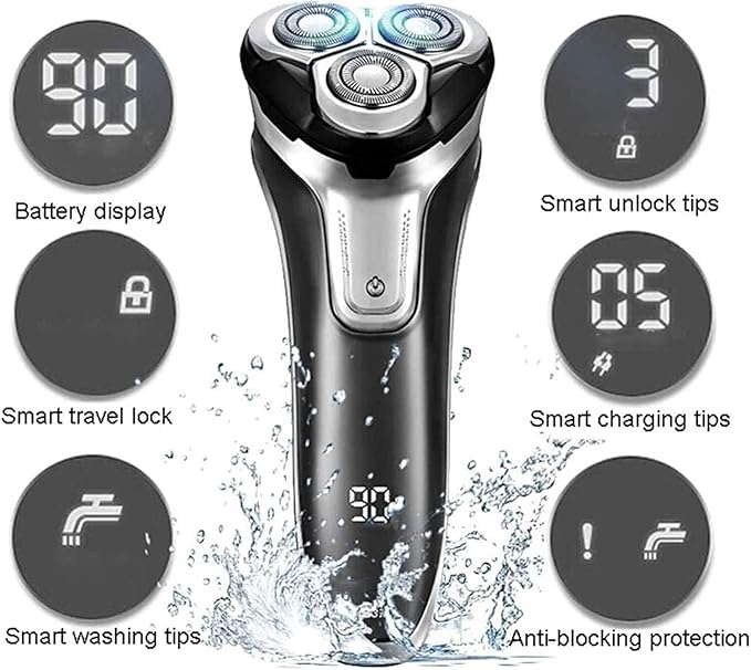 Electric Razor Rechargeable Electric Shaver with Pop Up Beard Trimmer