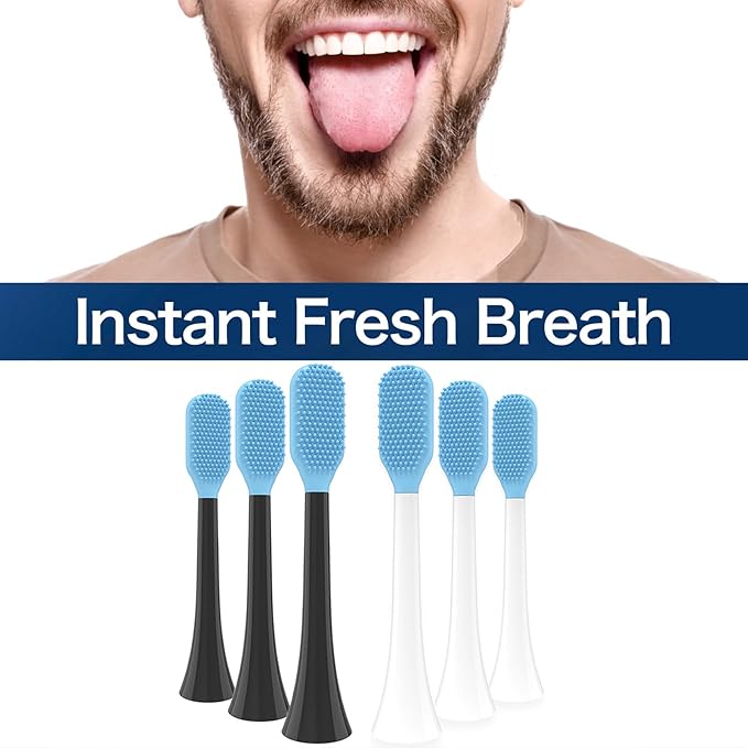 Tongue Scraper Heads for Philips Sonicare Click-On Handles – Gentle &amp Effective Tongue Cleaner Fresh Breath 3 Pack Replacement Brush Heads (Black Click-On Handles)