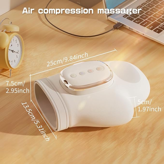 Hand Massager with Heat and Compression - Cordless Electric Hand and Wrist Massager for Arthritis Carpal Tunnel &amp Finger Pain Relief - 5 Levels 3D Wave Pressure 3 Heat Settings - Ideal Gift