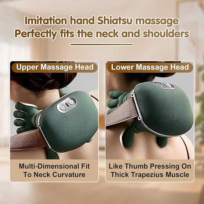 Siasoo Neck Massager With Heat-Wireless Portable Shiatsu Neck and Shoulder Deep Tissue 4D Kneading Back Massage With FingersSimulated Human Hand Design for Muscle Relax Massager Easter Gift for Mom