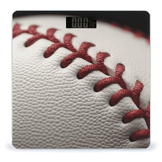 Baseball Lace Close Up Scale for Body Weight High Precision Digital Weight Scales with LCD Display Anti-Slip Sturdy Slim Tempered Glass Bathroom Scale for Home Use