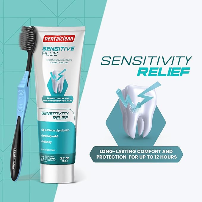 Dentalclean Alcohol-Free Mouthwash 33.8 Fl Oz (Blue Diamond Mint) + Pack of 4 Toothpaste Gel – Sensitivity Relief – Mild Mint – 3.7 oz