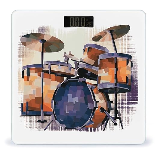 Jazz Drum Bathroom Scale Large LCD Backlight Display Digital Scale Rounded Corners Body Scales Automatic Power On/Off Bathroom Scales for Home Bedrooms