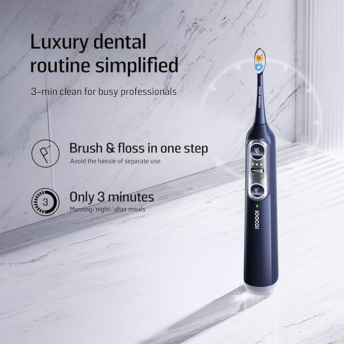Soocas NEOS II - Electric Toothbrush with Water Flosser Sonic Electric Toothbrush for Adults Cordless Water Flosser for Travel Portable Oral Irrigator Up to 100% Plaque Removal Dark Violet