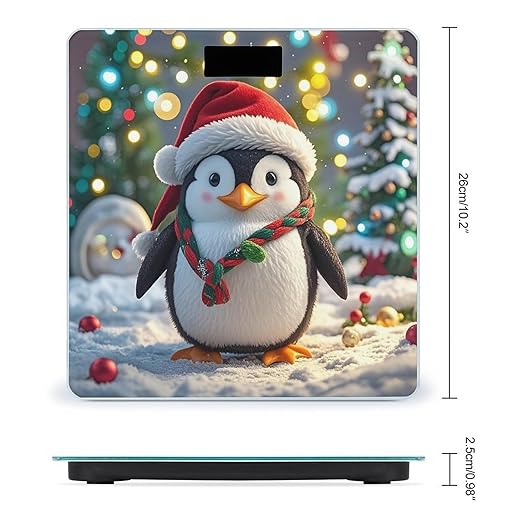 Christmas Funny Penguin Scale for Body Weight Digital Bathroom Scale Toughened Glass High Precision Scales for Body Weight with Large LCD Backlight Display Weight Scales