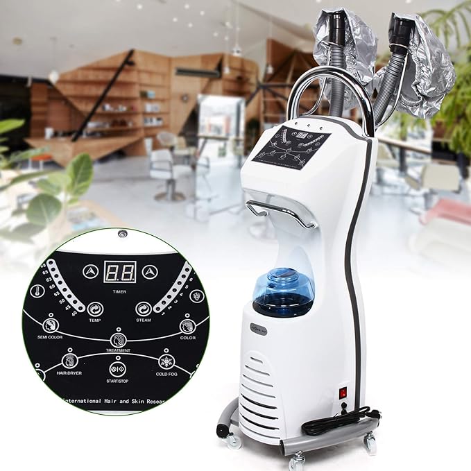 110V 7 In 1 Professional Stand Hair Steamer Hair Dryer700W Hair Dyeing Perming Oil Treatment Salon Color ProcessorHooded Freestanding Hair Steamer with WheelsHairdress Salon SPA Machine