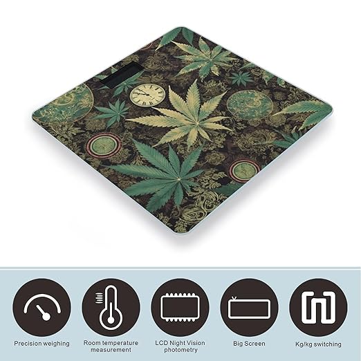 A Puff in Time Weed Marijuana Scale for Body Weight Safe Rounded Corners Tempered Glass Digital Bathroom Scale LED Display 400lb Capacity Weight Scales with High Precision Sensors