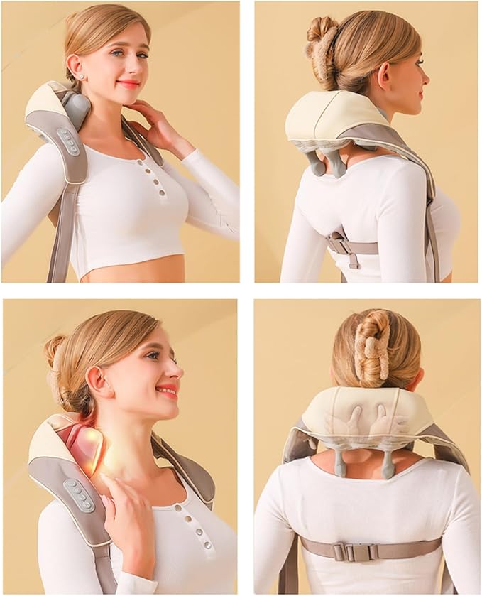 Snugger Neck and Shoulder Massager with Heat Cordless Neck Massager for Pain Relief Deep Tissue Shiatsu Neck Massager Heated Neck and Shoulder Massager Muscle Relaxation Therapy