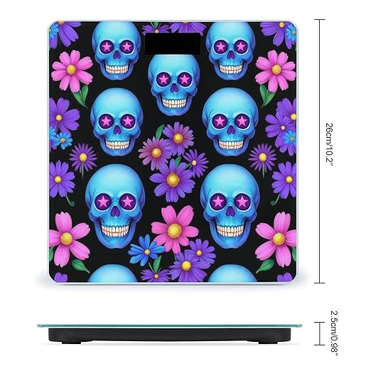 Smart Scale for Body Weight Digital Bathroom Weighing Scale Energy Saving Scale Flowers Floral Skull