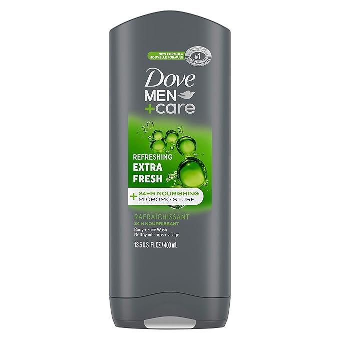 Dove Men Clean Comfort Deodorant 4 Pack 72hr Protection + Extra Fresh Body Wash for Healthier Smoother Skin