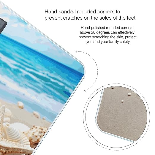 Ocean Sea Beach Seashells Starfish Blue Weight Scale Digital Electronic Scales Bathroom Scale Larg LCD Backlight Display High Precision MeasurementsTempered Glass