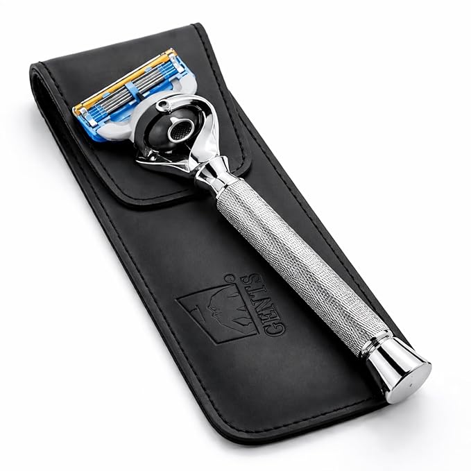 Flex Ball Handle Shaving Razor – All Chrome Long Handle Razor with Flex Pivot Technology &amp Diamond Knurled Grip for Men’s Precision Shaving