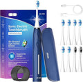 SEAGO Electric Toothbrush with 8 Soft Bristle Heads for Adults Pressure Sensor 5 Modes with 2 Minutes Build in Smart Timer Rechargeable Travel Toothbrush with Brush Hold and Travel Case(2752Blue)