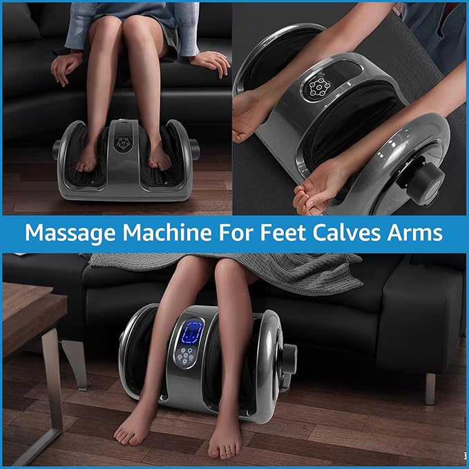 Foot Massager for Pain Relief and Improved Circulation - Shiatsu Deep Kneading with Heat for Plantar Fasciitis &amp Neuropathy Foot Calf Massager Gifts for Dad Men Women