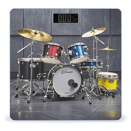 Cool Drum Set Scale for Body Weight Highly Accurate Digital Bathroom Body Scale Digital Bathroom Scales for People Anti-Slip Large LCD Display Smart Scales