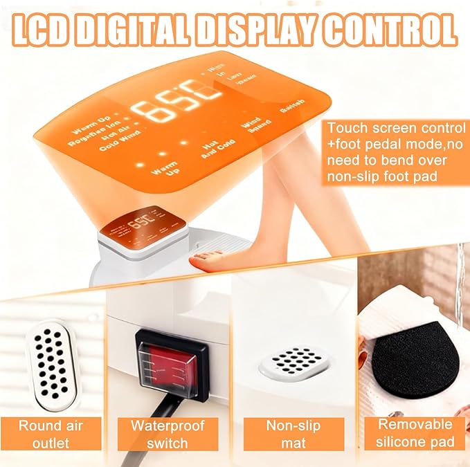 ddingsmafosee 2025 New Body Dryer - After Shower Hair Dryer for Full Body Care with Foot LED Control Panel Preheating 4 Speeds Conditioning Cold/Warm for Bathroom/Swimming Pool/Gym/Spa 220V