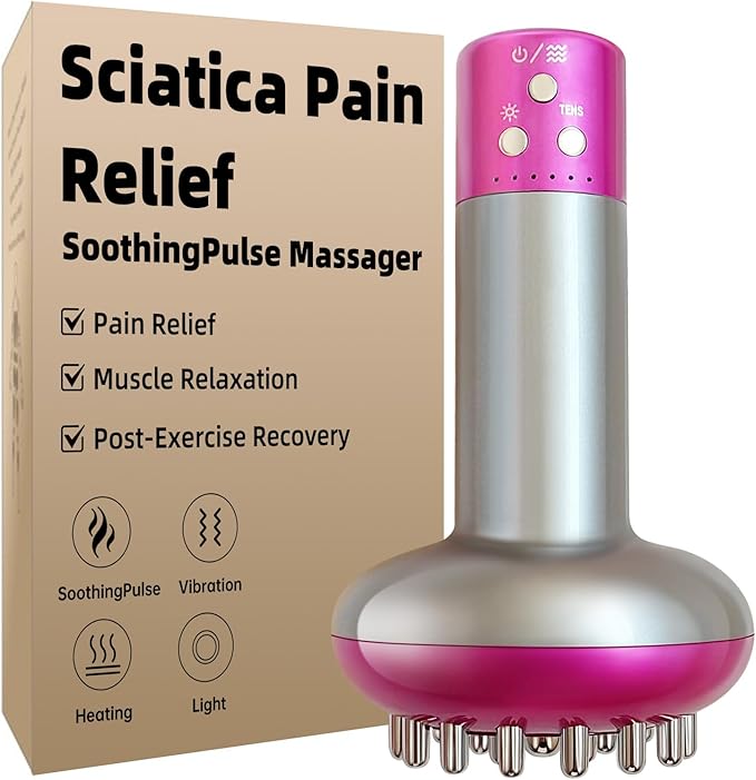 Sciatica Pain Relief Devices – Deep Tissue Massager with Multi-Mode Technology Heat Vibration &amp Light Targeted Relief for Sciatic Nerve &amp Lower Back Purple