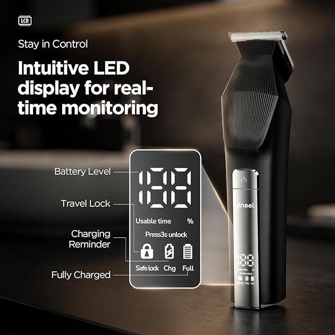 Yineel HC600 Beard Trimmer for Men All-in-One Cordless Grooming Kit Waterproof Electric Razor &amp Hair Clipper for Face Mustache Body Nose Hair Trimming Precision Blades Gifts for Men Barber