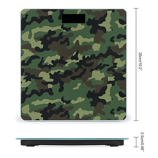 Green Military Camo Weight Scale Large Bathroom Scales Digital Weight with Bright LED Display Non Slip Automatic Weighing Scale Fashion Weighing Machine for Body
