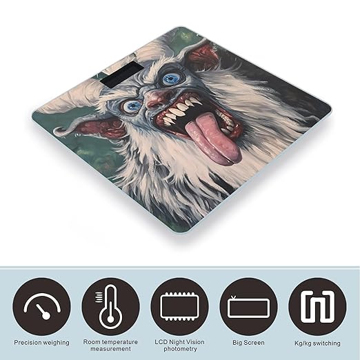 Funny Krampus Digital Bathroom Scale for Body Weight Lighted LCD Display Round Corner