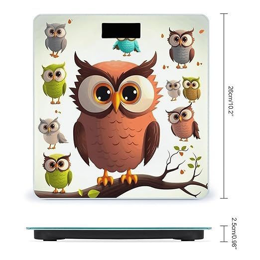 Cartoon Owl Bathroom Scale Large LCD Backlight Display Digital Scale Rounded Corners Body Scales Automatic Power On/Off Bathroom Scales for Home Bedrooms