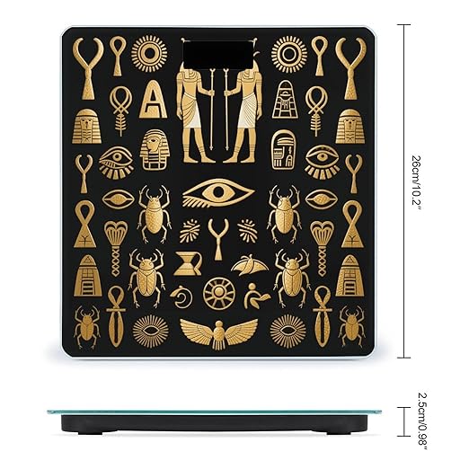 Ancient Egyptian Bathroom Scale for Body Weight LCD Display Digital Bathroom Scale Tempered Glass Bathroom Weight Scales Fashion Smart Scales for Home Bedroom 400 Lb