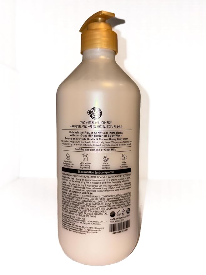 Premium Goat milk Body Wash nourishing with Manuka honey for Smooth Skin &amp body cleanser with Herb Complex 27.05 fl oz