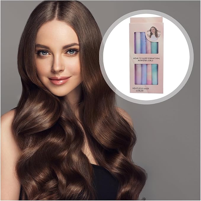 Heatless Hair Curler - Bendable Rubber Curling Iron for Effortless Curls | No Heat Silk-like Tie-dye Curling Tool(6pcs)