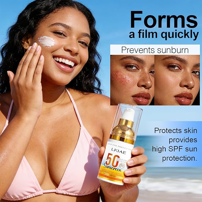 LKIAE Spf 50+ Sunscreen UVA UVB Protection Prevent Sunburn Skin Darkening Pigmentation Anti-Wrinkles With Aloe Vera Travel Size 2 oz (Pack of 3)