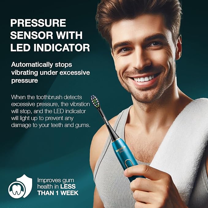 Wagner Stern IntelliBrush Series Whitening Electric Toothbrush with Pressure Sensor. Offers 4 Brushing Modes 3 intensities 8 Soft Brush Heads and a Luxury Travel case.