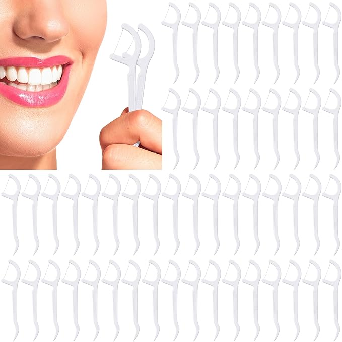 Dandat 2000 pcs Dental Floss Picks Bulk High Toughness Clean Tooth Picks Flossers Dental Floss Flossers for Teeth Cleaning Family Travel Tight Space Cleaning Plaque Remover(White)
