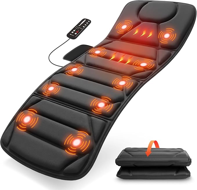 CooCoCo Full Body Massage Mat with Heat 10 Motors Vibrating Back Massager Heating Pad for Bed Sofa Heating Pad Massage for Dad Mom Men Women Husband Wife