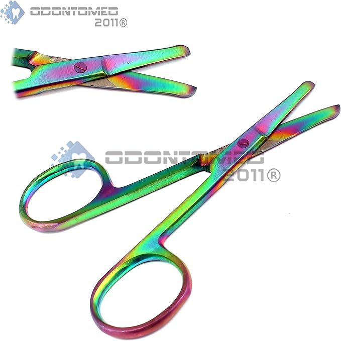 Set of 10 Pieces 3.5 Rainbow Nose Scissors Straight &amp Curved Mustache Scissors Ear Beard Trimming Eyebrow Shears Personal Grooming Men Women Stainless Steel Multi-purpose