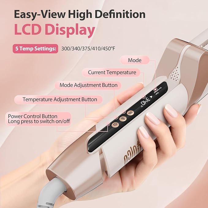 Upgraded Hair Air Straightener Quico Dual Voltage High-Speed Airflow 2 in 1 Straightener and Curler Travel Airstraight 5 Temps Ionic Care Flat Iron Hair Straightener 100-240V No Heat Damage Pink