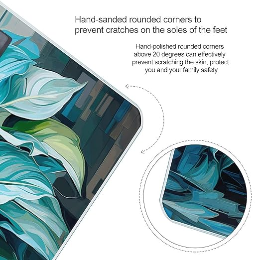 Many Green Leaves Scale for Body Weight Anti-Slip Tempered Glass Digital Bathroom Scales Clear LCD Display Weighing Scale Safe Rounded Corners Smart Scales