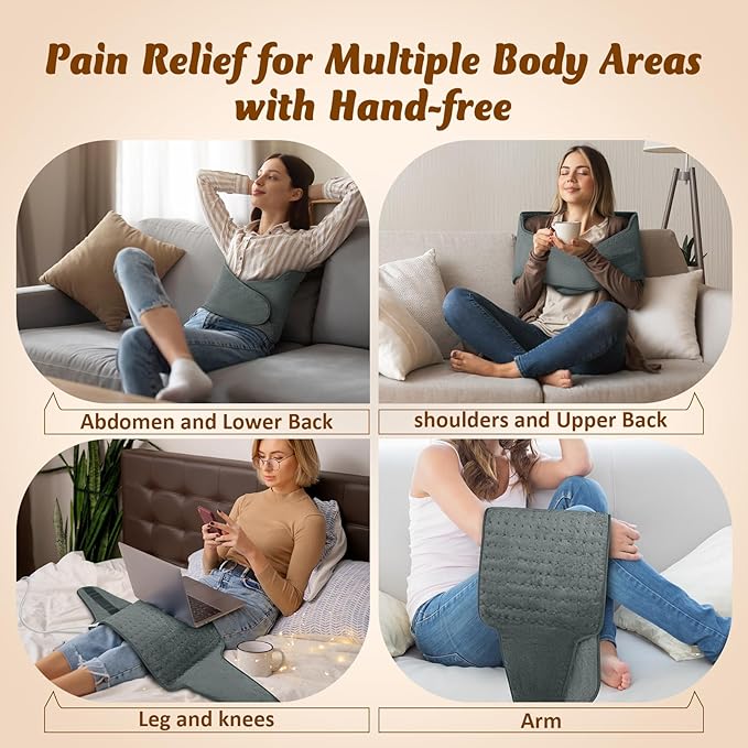 Heating Pad for Back Electric Heating Pad for Period Cramps Wrap Around Heated Pad for Waist Stomach Neck Shoulders with Belt Anniversary &amp Birthday Gifts for Women Men Mom Dad Wife Husband