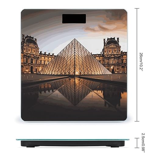 Louvre Museum in Paris Weight ScaleClear LED Display Bathroom Digital Weighing ScaleTempered Glass Digital Bathroom Scale for Body Weight Capacity Up to 400 Lbs