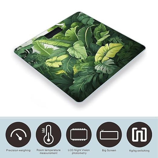 Cute Banana Leaves Digital Bathroom Scale for Body Weight Weighing Scale with Backlit LCD Display High Precision Measurements &amp Measures Weight Up to 180kg