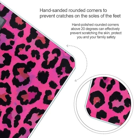 Men's Fashion Automatic Switch Digital Bathroom Weighing Scale Smart Scale Hot Pink Tie Dye Leopard Cheetah Print