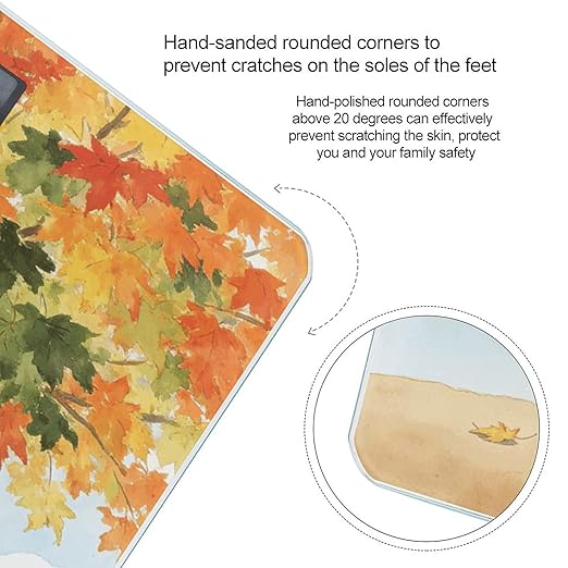 Autumn Maple Leaf Smart Scale for Body Weight Digital Bathroom Scale Toughened Glass Weight Scale with Large LCD Backlight Display High Precision Scales Weighing Machine