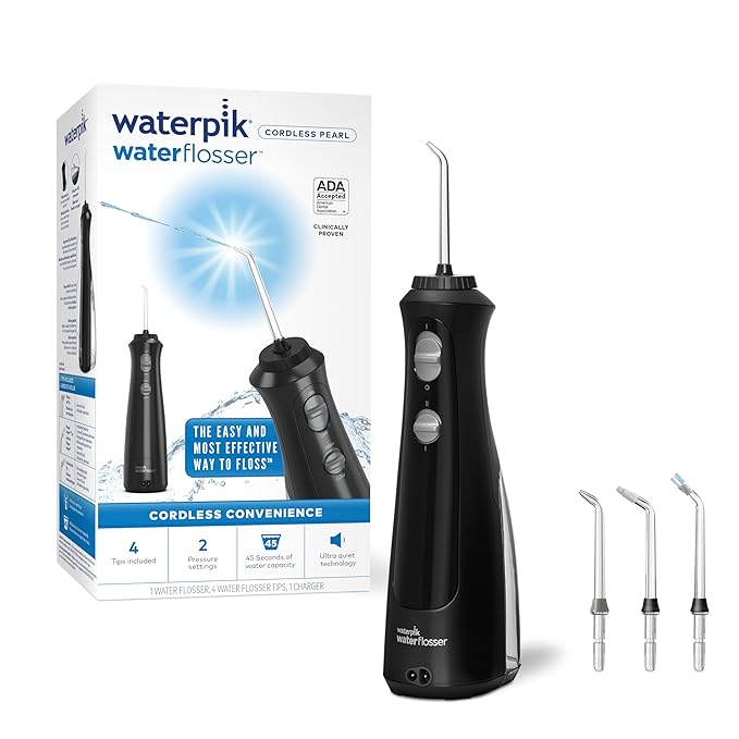 Waterpik Cordless Pearl Water Flosser Rechargeable Portable Water Flosser for Teeth &amp Aquarius Water Flosser Professional for Teeth Gums Braces