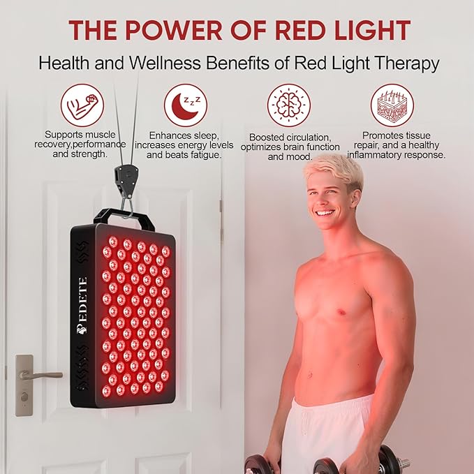 Red Light Therapy for Face and Body 630nm 660nm 810nm and 850nm Near Infrared Light Therapy Panel 70 Dual Chip LEDs High Power LED Light Therapy Device for Skin Care Sleep Pain Relief. M70