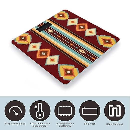 Digital Bathroom Weighing Scale Energy Saving Scale Smart Scale for Body Weight Indiana Western Southwest Ethnic Tribal Navajo