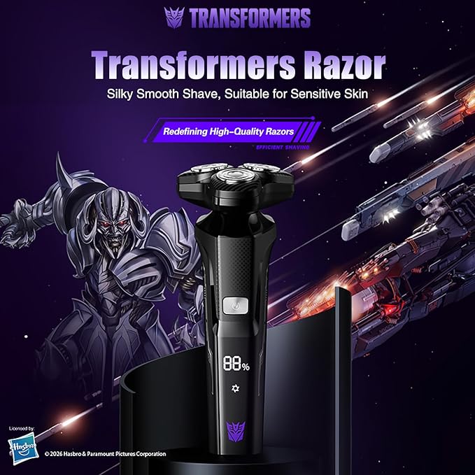 TRANSFORMERS Electric Shavers for Men 3D Floating Cutter Electric Razor 1200mAh Battery LED Display IPX7 WaterproofBeard Trimmer for Sensitive Skin Pop-up Pruner Razors for Men