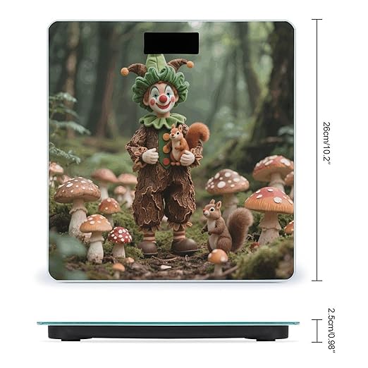 Forest Clown Scale for Body Weight Sturdy Tempered Glass Weighing Scales with LCD Display Accurate Digital Bathroom Scale Convenient Body Fat Smart Scales Easy Read
